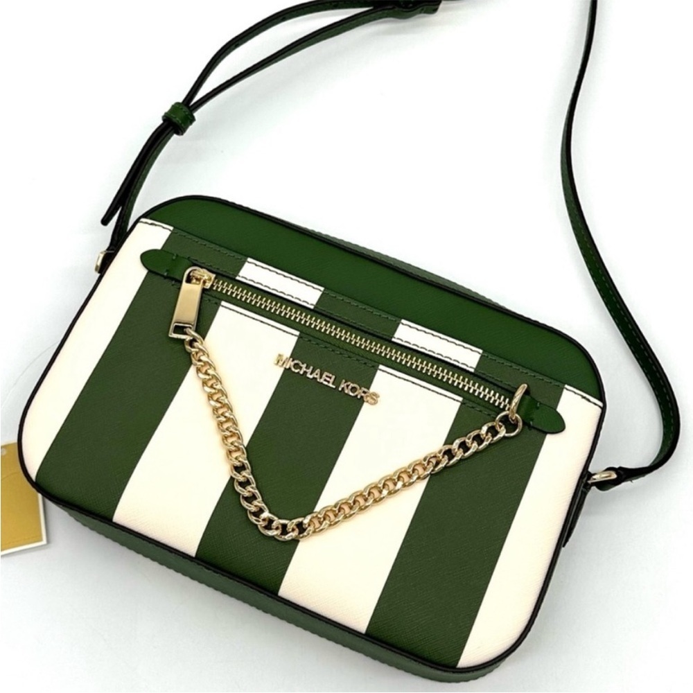 Michael Kors Large EW Zip Chain Xbody Crossbody Bag Fern Green Multi - Picture 2 of 11
